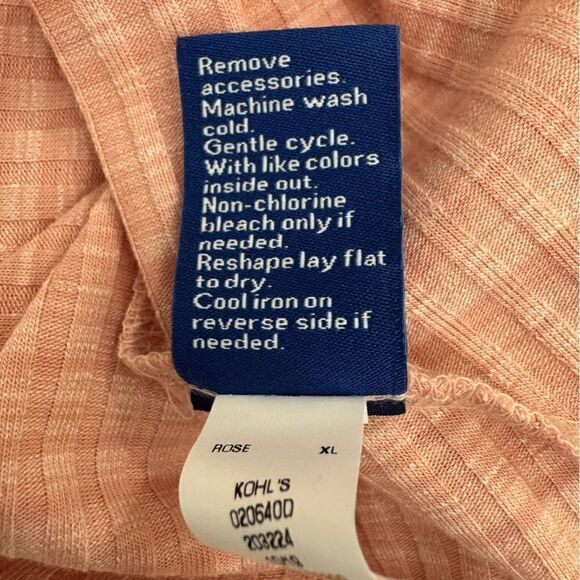 Apt 9 Peach / Pink Textured Top with Tie Sleeves Size XL - Picture 9 of 9